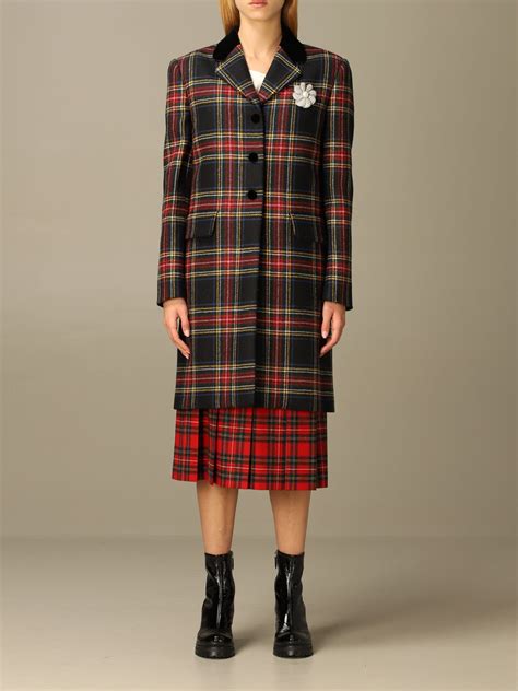 tartan coat von miu miu|MIU MIU .